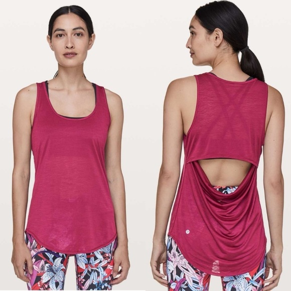 lululemon athletica Tops - lululemon Set The Course Open Drapey Back Tank Star Ruby Red